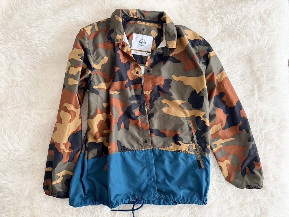 Herschel Supply Co. Voyage Coach Jacket Camo Blue Colorblock Size M